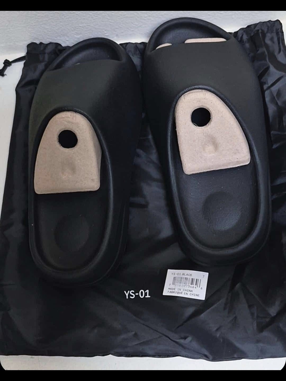 Yeezy Black Men’s Slide Sandals with Beige Inserts